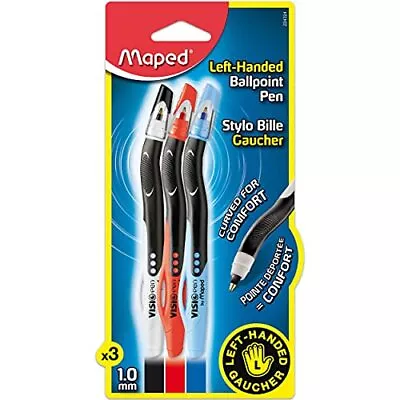 Maped Visio Left Handed Pens Pack Of 3 Assorted Colors (224324) • $12.46