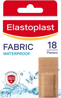 Elastoplast 18 Waterproof Fabric Plaster Strips (18 Pieces) Large Pack Of Fabri • £4.13