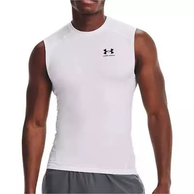 Under Armour Mens HeatGear Armour Sleeveless Compression Top - White • £25.90