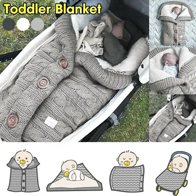 $17.99 • Buy Newborn Baby Hooded Swaddle Knit Wrap Blanket Sleeping Bag Pushchair Stroller X