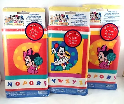 3 Disney Babies Minnie Mickey Mouse Donald Duck ABC Pluto Self Stick Wall Border • $32.95