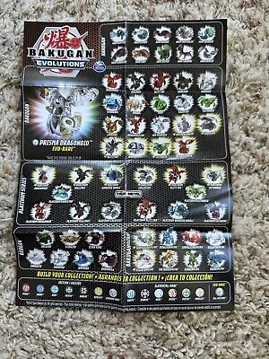 Bakugan Evolutions 2022 Checklist Collection Sheet Paper Insert (Collectors) • $1.99