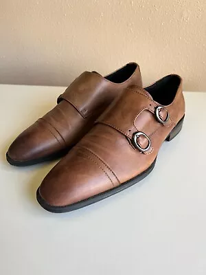 Marc Anthony Double Monk Strap Brown Dress Shoe - Mens US 9 • $40