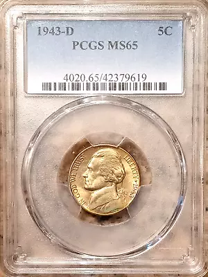 1943-D  Silver  Jefferson Nickel   PCGS MS65 • $35