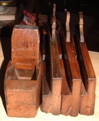 JOB LOT Of 4 VINTAGE WOODEN MATHIESON CARPENTER JOINERS COFFIN & MOULDING PLANES • £19.95