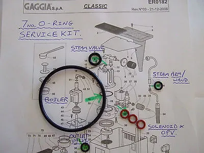 2x Gaggia Classic Baby Evo 7x O Ring Service Repair Kits EPDM Boiler1st P&P • £8.79
