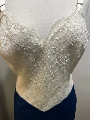 Vintage Vanity Fair  Two Color Full Slip 36 Navy White 1960’s • $23