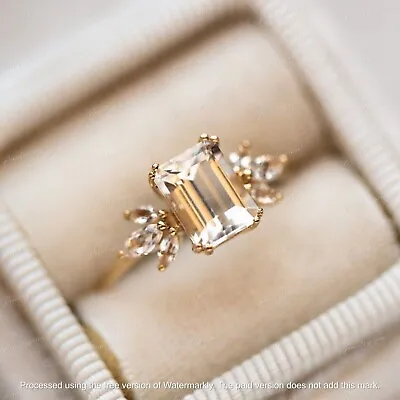 14K Yellow Gold Finish 3Ct Lab Created Morganite Diamond Women's Engagement Ring • $68.03