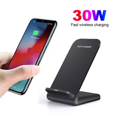 $13.89 • Buy AU 30W Wireless Charger Stand Dock For Apple IPhone Samsung Android Cell Phone