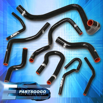 $56.99 • Buy For 92-00 Honda Civic D15 D16 SOHC JDM 9PCS Silicone Radiator Heater Hose Black