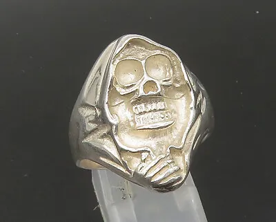 925 Sterling Silver - Vintage Shiny Grim Reaper Skull Biker Ring Sz 11 - RG22488 • $90.93