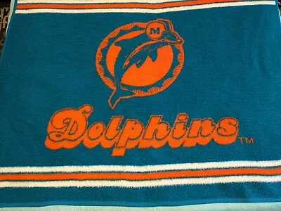 Vintage NFL Miami Dolphins Biederlack Stadium Blanket Throw 56  X 45  • $34.95