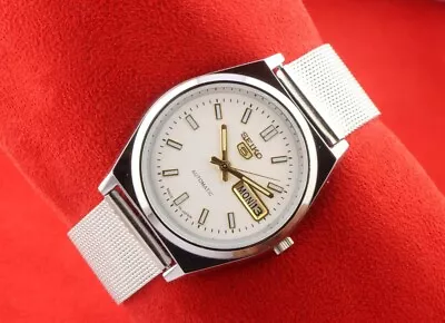 Vintage Seiko 5 Automatic White Dial Men's Japan Working Wrist Watch..Excellent  • $65