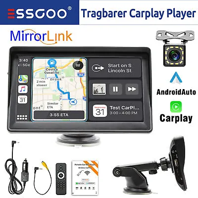7  Portable Carplay Android Auto Car Stereo GPS HD Touch Screen Reverse Camera • $51.17