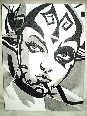 Canvas Painting Star Wars Darth Talon Face B&W Art 16x12 Inch Acrylic • $74.66