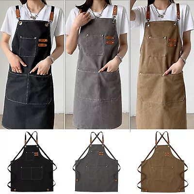 Heavy Duty Work Shop Apron With Pockets Men Women Waterproof Canvas Tool Apron • £4.98