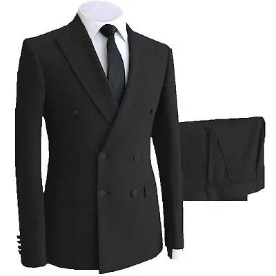 Mens 2Pcs Suit Double Breasted Groom Wedding Tuxedo Suit Blazer+Pant 42r 44r 46r • $69.99