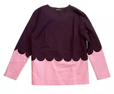 MARIMEKKO  Leona  Tunic Top Pink Purple Scalloped Waves Cotton Womens Sz 40 NWOT • $159