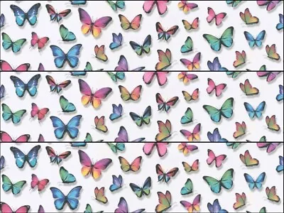 Butterflies Butterfly Colourful Ribbon Border Edible Cake Topper Wafer Or Icing • £4.14