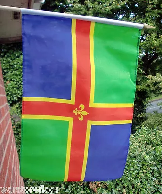 LINCOLNSHIRE LARGE HAND WAVING COUNTY FLAG 18  X 12  With 24  POLE LINCOLN UK • £9.99