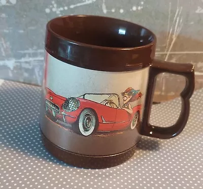 THERMO SERV Corvette Travel Coffee Mug Cup  USA Vintage • $12.99