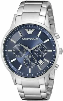 Emporio Armani Renato Classic Chronograph Blue Dial Quartz Men's Watch AR2448 • $175