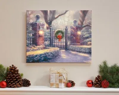 £49.07 • Buy Thomas Kinkade Studios Christmas Gate 16″ X 20″ Lighted Wrapped Canvas