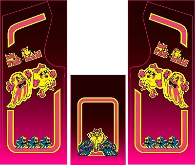 Fits Ms Pac Man Cabaret Arcade Side Art 3pc Set Decals Laminated High Quality • $145