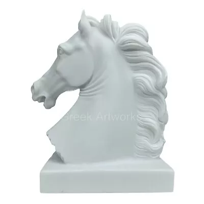 Horse Head Bookend Greek Statue Sculpture Cast Marble Décor • £45.47