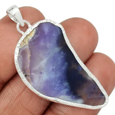 Natural Violet Flame Opal Slice - Mexico 925 Silver Pendant Jewelry CP33490 • $15.99