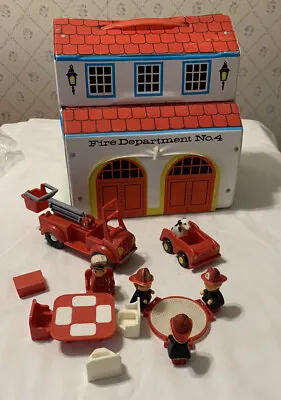 Vintage Ideal Co 1970 Fire House Vinyl Toy With Firemen And Dog And Net Rare Usa • $55.50