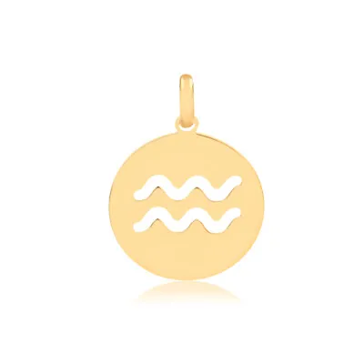 Aquarius Zodiac Sign 14k Solid Gold Medal Pendant For Necklace For Women And Men • $84.15