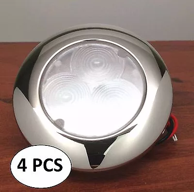 4pcs Marine Trailer Rv Boat Led White Ceiling Courtesy Light S.s Flush Mount • $47.99