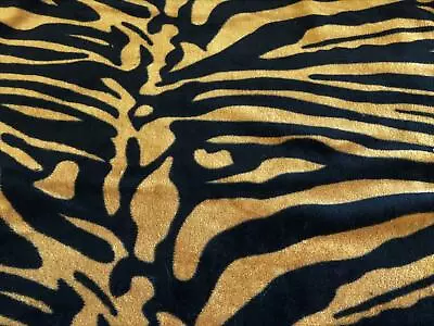 Luxury Double Sided Coral Cuddle Fleece Fabric Material - GOLD ZEBRA • £3.99