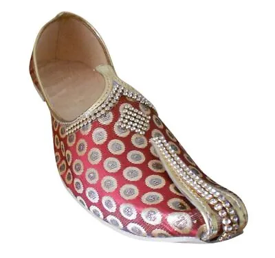 Men Shoes Leather Handmade Indian Wedding Mojaries Jutties Flat Size UK 5.5 • £44