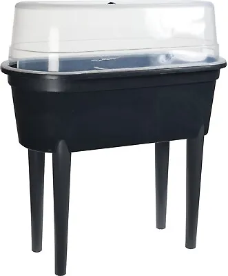 Large Black Plastic Plant Pot With Lid Tall Garden Planter Grow Table Raised Bed • £29.99