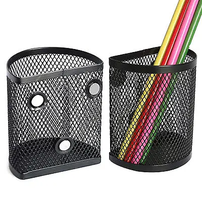 2PCS Magnetic Pencil Holder Metal Mesh Basket Strong Storage Locker Organizer • £14.27