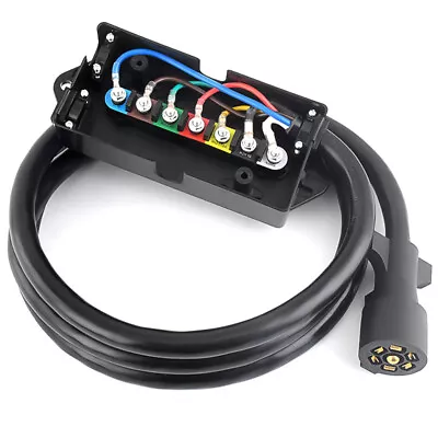 7 Way Plug Inline Trailer Cord With 7 Gang Junction Box 8 Feet • $31.53
