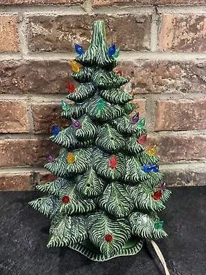 Vtg Rare Scioto Ceramics 1979 Ceramic Christmas Tree & Base- Works! See Pic/READ • $100