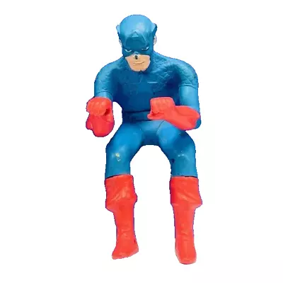 Captain America 1982 Ideal Marvel Comics Rubber Figure Toy Stunt Chopper Vtg BM1 • $39.95