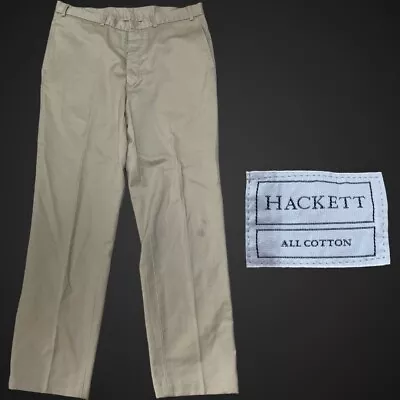 Hackett Chino Trousers 36” All Cotton Beige Classic Straight Leg Button Fly • £35