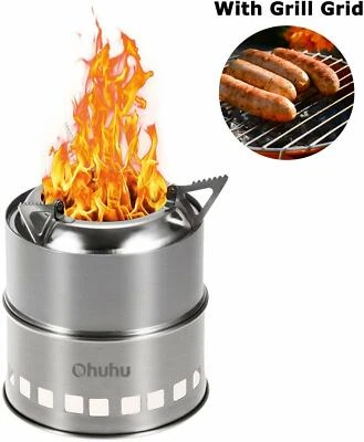 $25.99 • Buy New Ohuhu Potable Wood Burning Stoves For Picnic BBQ Camp Hiking With Grill Grid