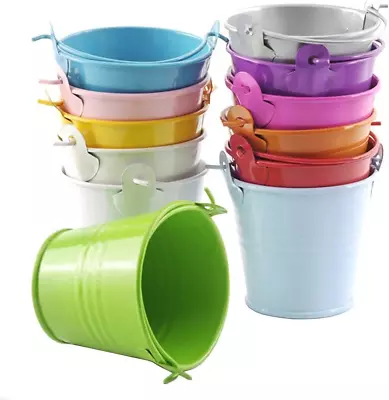 6 Pcs Mini Metal Buckets 2.1 Inch Tiny Pails With Handles For Candy Snacks • $17.11