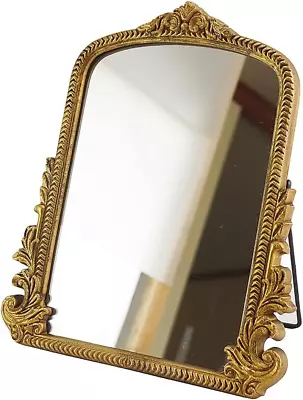 Vintage Vanity Makeup Desk Mirror Antique Gold 11.8  X 9.6  • $50