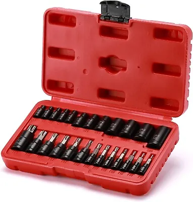 25PCS Torx Bit Socket Set-Torx And External Socket Set 1/4 3/8 And 1/2 Drive NEW • $28.40