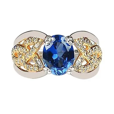 14KT Gold With 1.80 Carat AA Natural Blue Tanzanite & IGI Certified Diamond Ring • $485