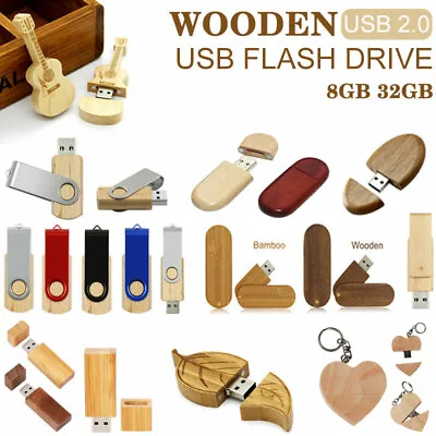 USB 2.0 Flash Drive 64GB 32GB 16GB 8G Bamboo Wooden Memory Stick Pendrive U Disk • £5.99