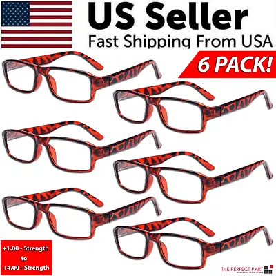 6 PACK Reading Glasses Mens Womens Readers Square Frame Unisex Style Specs NEW! • $10.59