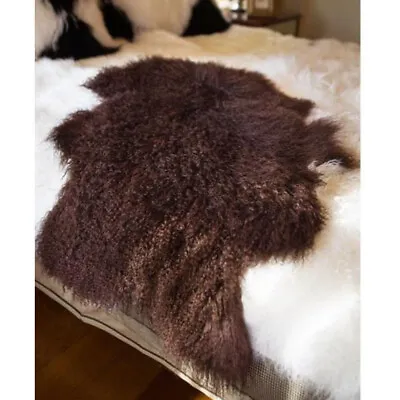 100% Genuine Tibetan Fur Throw Rug Blanket Mongolian Lambskin Sheepskin Hide Bed • $54.99