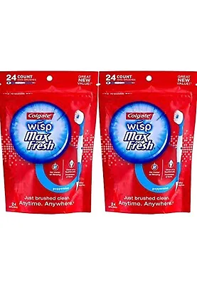 Colgate Max Fresh Wisp Disposable Mini Toothbrush Peppermint - 24 Count 2-Pack • $15.95